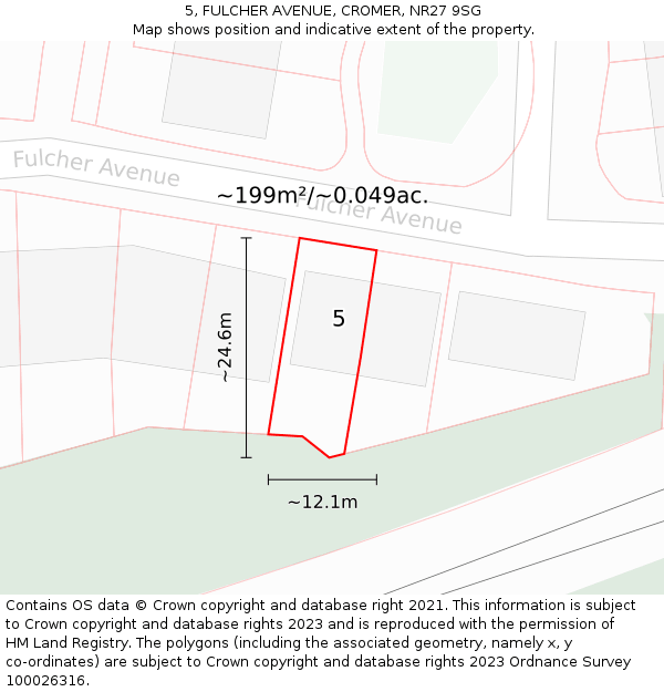 5, FULCHER AVENUE, CROMER, NR27 9SG: Plot and title map