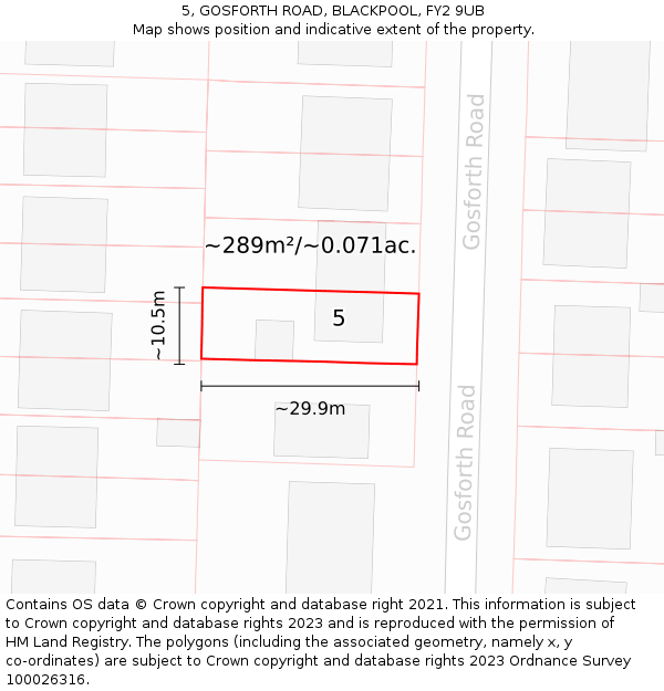 5, GOSFORTH ROAD, BLACKPOOL, FY2 9UB: Plot and title map