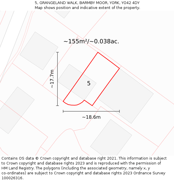 5, GRANGELAND WALK, BARMBY MOOR, YORK, YO42 4DY: Plot and title map