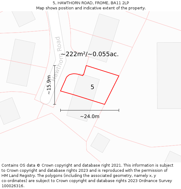 5, HAWTHORN ROAD, FROME, BA11 2LP: Plot and title map