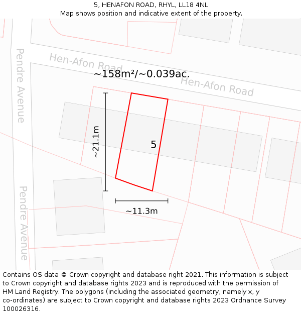 5, HENAFON ROAD, RHYL, LL18 4NL: Plot and title map