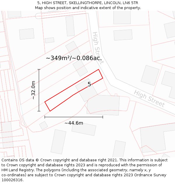 5, HIGH STREET, SKELLINGTHORPE, LINCOLN, LN6 5TR: Plot and title map