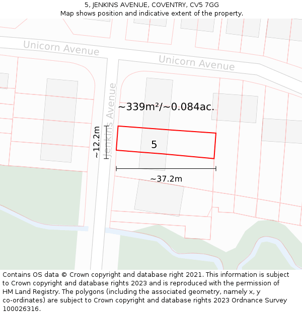 5, JENKINS AVENUE, COVENTRY, CV5 7GG: Plot and title map