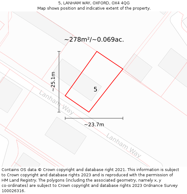 5, LANHAM WAY, OXFORD, OX4 4QG: Plot and title map