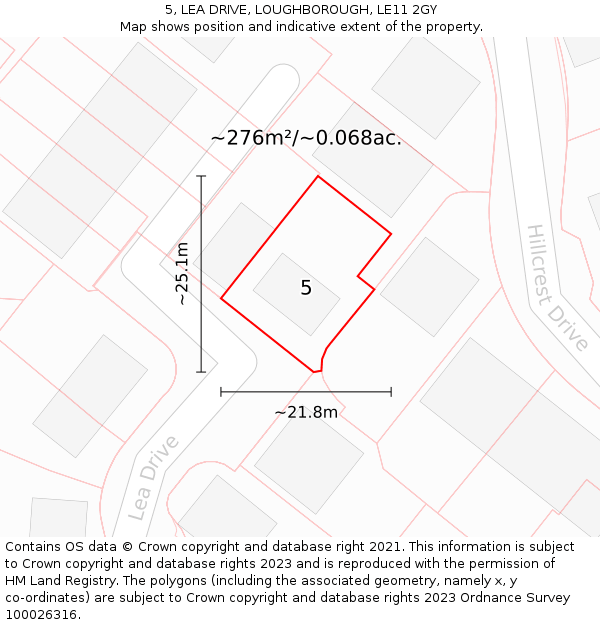 5, LEA DRIVE, LOUGHBOROUGH, LE11 2GY: Plot and title map