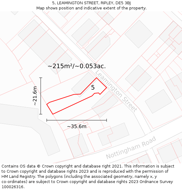 5, LEAMINGTON STREET, RIPLEY, DE5 3BJ: Plot and title map