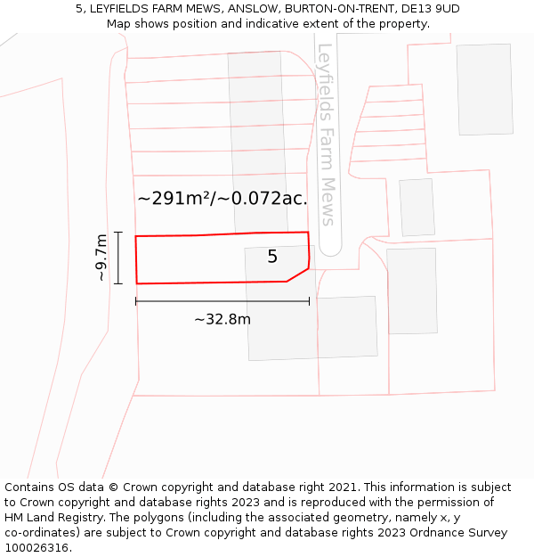 5, LEYFIELDS FARM MEWS, ANSLOW, BURTON-ON-TRENT, DE13 9UD: Plot and title map