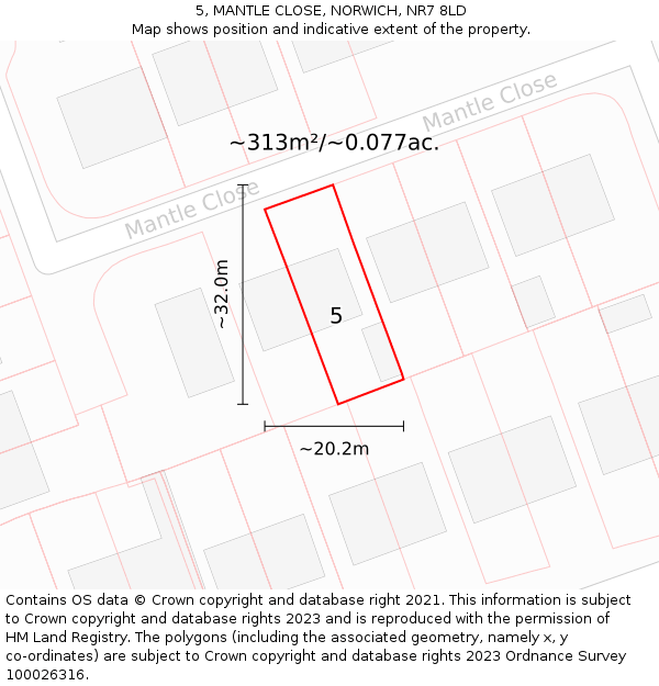 5, MANTLE CLOSE, NORWICH, NR7 8LD: Plot and title map