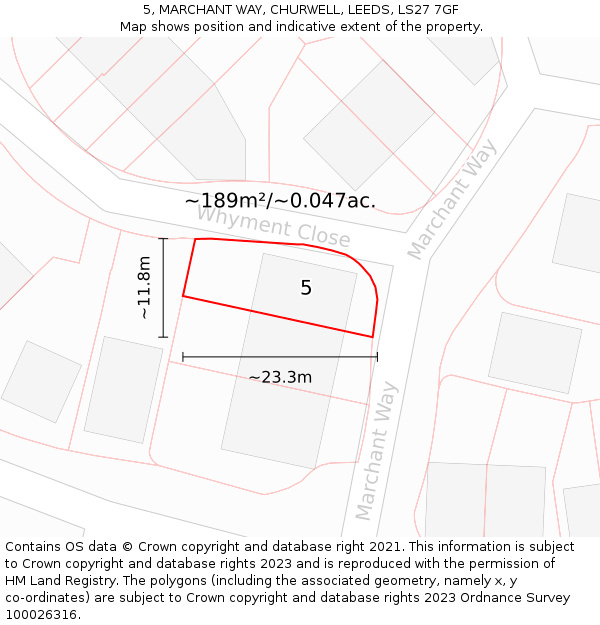 5, MARCHANT WAY, CHURWELL, LEEDS, LS27 7GF: Plot and title map