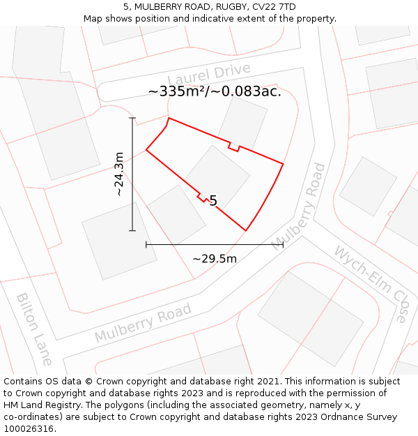 5, MULBERRY ROAD, RUGBY, CV22 7TD: Plot and title map