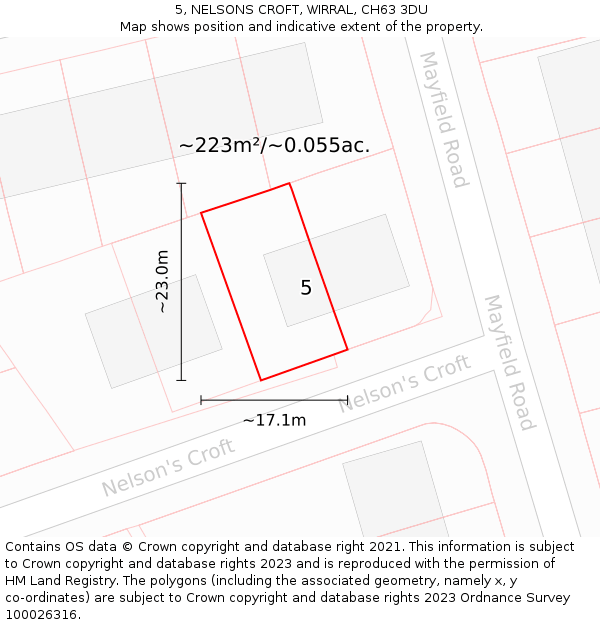 5, NELSONS CROFT, WIRRAL, CH63 3DU: Plot and title map