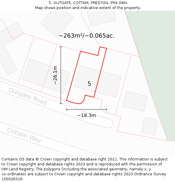 5, OUTGATE, COTTAM, PRESTON, PR4 0WN: Plot and title map