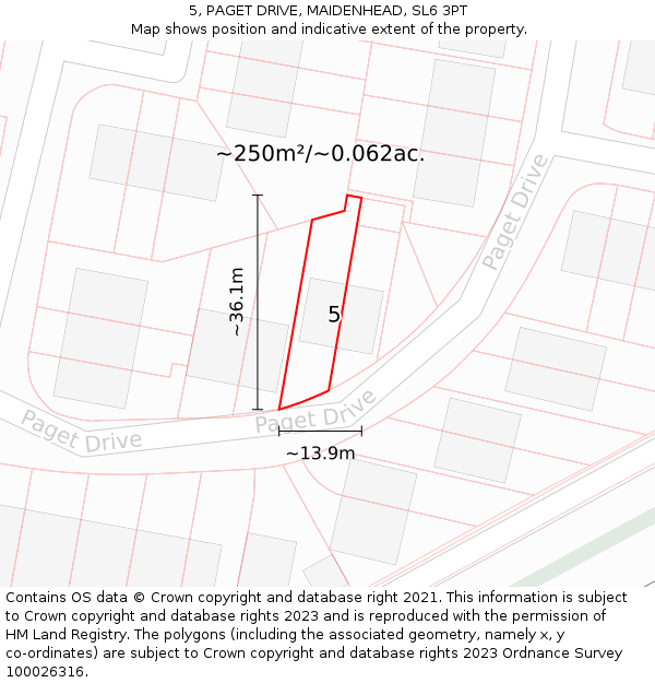 5, PAGET DRIVE, MAIDENHEAD, SL6 3PT: Plot and title map