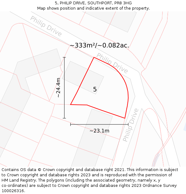 5, PHILIP DRIVE, SOUTHPORT, PR8 3HG: Plot and title map