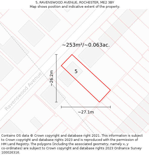 5, RAVENSWOOD AVENUE, ROCHESTER, ME2 3BY: Plot and title map