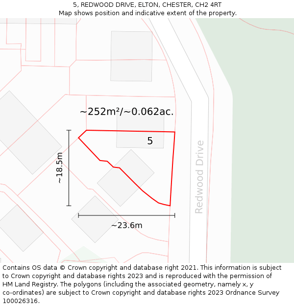 5, REDWOOD DRIVE, ELTON, CHESTER, CH2 4RT: Plot and title map