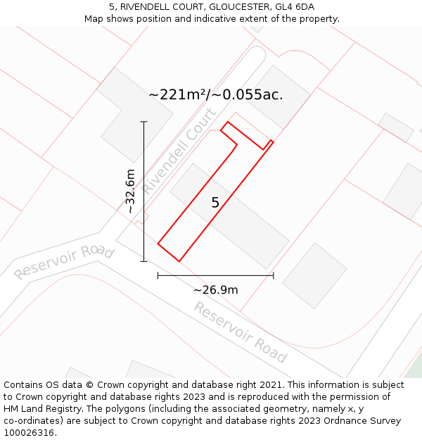 5, RIVENDELL COURT, GLOUCESTER, GL4 6DA: Plot and title map