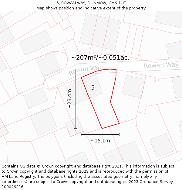 5, ROWAN WAY, DUNMOW, CM6 1UT: Plot and title map