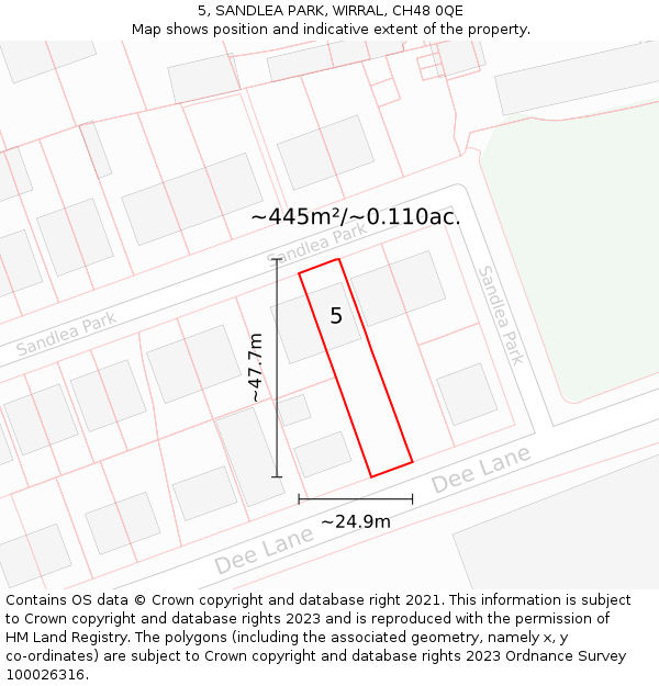 5, SANDLEA PARK, WIRRAL, CH48 0QE: Plot and title map