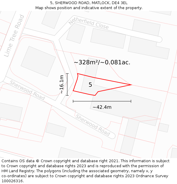 5, SHERWOOD ROAD, MATLOCK, DE4 3EL: Plot and title map