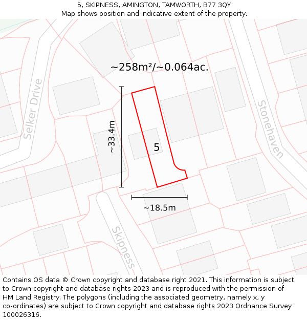 5, SKIPNESS, AMINGTON, TAMWORTH, B77 3QY: Plot and title map