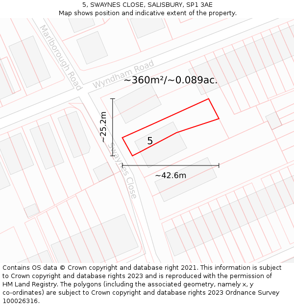 5, SWAYNES CLOSE, SALISBURY, SP1 3AE: Plot and title map