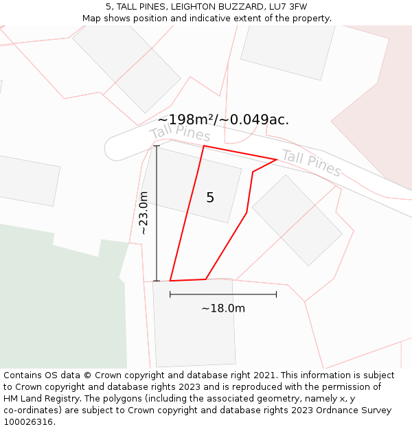 5, TALL PINES, LEIGHTON BUZZARD, LU7 3FW: Plot and title map