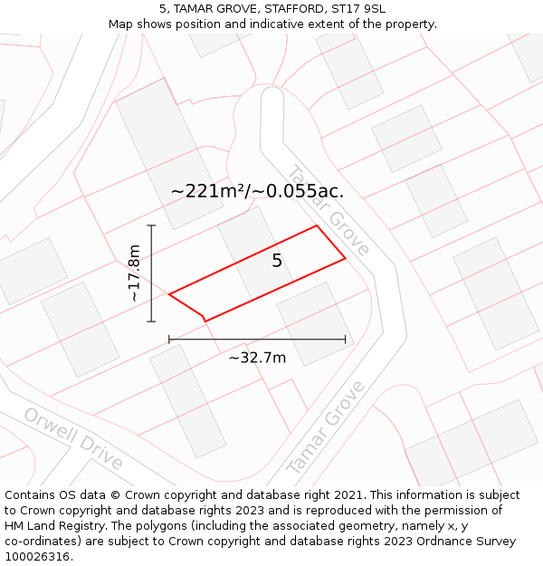 5, TAMAR GROVE, STAFFORD, ST17 9SL: Plot and title map