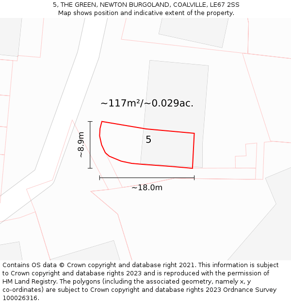 5, THE GREEN, NEWTON BURGOLAND, COALVILLE, LE67 2SS: Plot and title map