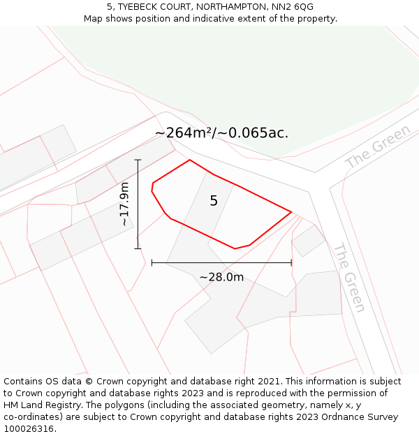 5, TYEBECK COURT, NORTHAMPTON, NN2 6QG: Plot and title map