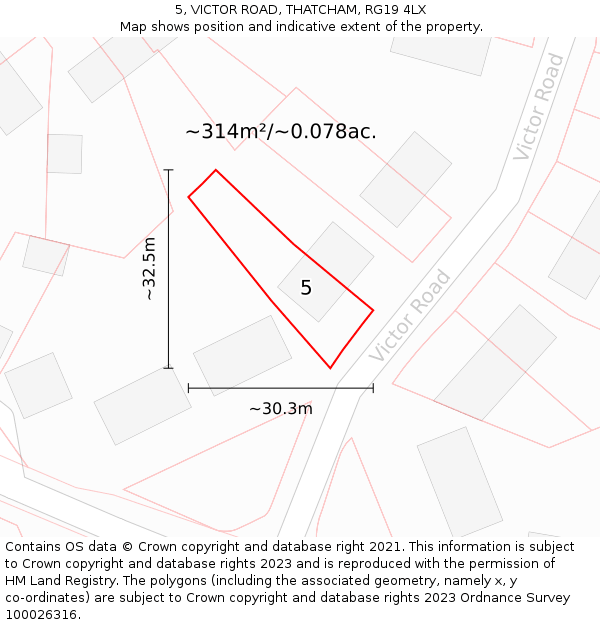 5, VICTOR ROAD, THATCHAM, RG19 4LX: Plot and title map