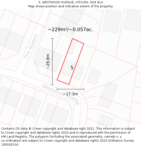 5, WESTWOOD AVENUE, HITCHIN, SG4 9LH: Plot and title map