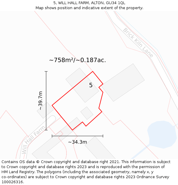 5, WILL HALL FARM, ALTON, GU34 1QL: Plot and title map