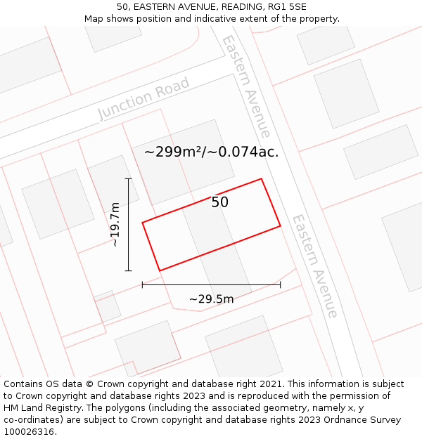 50, EASTERN AVENUE, READING, RG1 5SE: Plot and title map