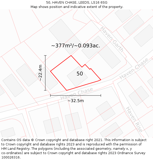 50, HAVEN CHASE, LEEDS, LS16 6SG: Plot and title map