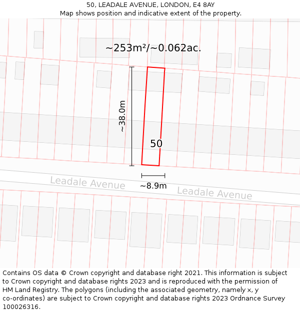 50, LEADALE AVENUE, LONDON, E4 8AY: Plot and title map