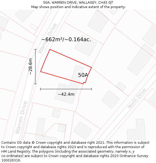 50A, WARREN DRIVE, WALLASEY, CH45 0JT: Plot and title map