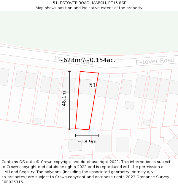 51, ESTOVER ROAD, MARCH, PE15 8SF: Plot and title map