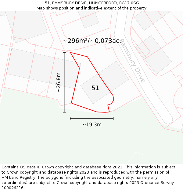 51, RAMSBURY DRIVE, HUNGERFORD, RG17 0SG: Plot and title map