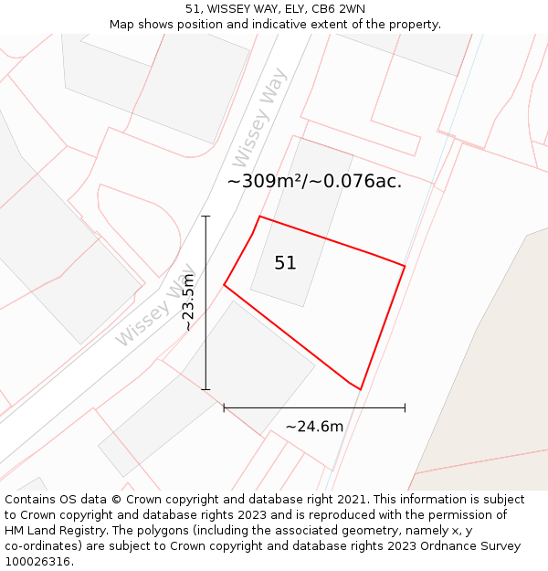 51, WISSEY WAY, ELY, CB6 2WN: Plot and title map