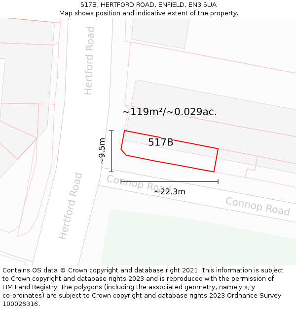 517B, HERTFORD ROAD, ENFIELD, EN3 5UA: Plot and title map