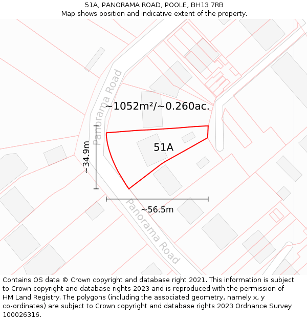 51A, PANORAMA ROAD, POOLE, BH13 7RB: Plot and title map