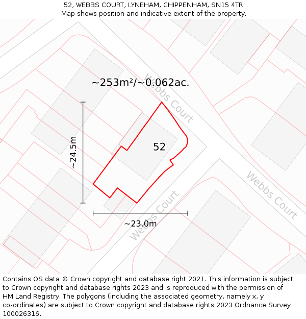 52, WEBBS COURT, LYNEHAM, CHIPPENHAM, SN15 4TR: Plot and title map