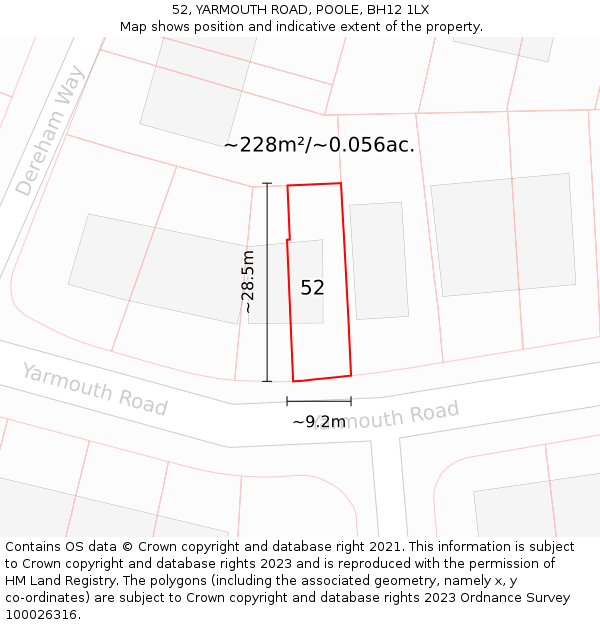 52, YARMOUTH ROAD, POOLE, BH12 1LX: Plot and title map