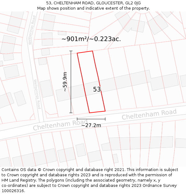 53, CHELTENHAM ROAD, GLOUCESTER, GL2 0JG: Plot and title map