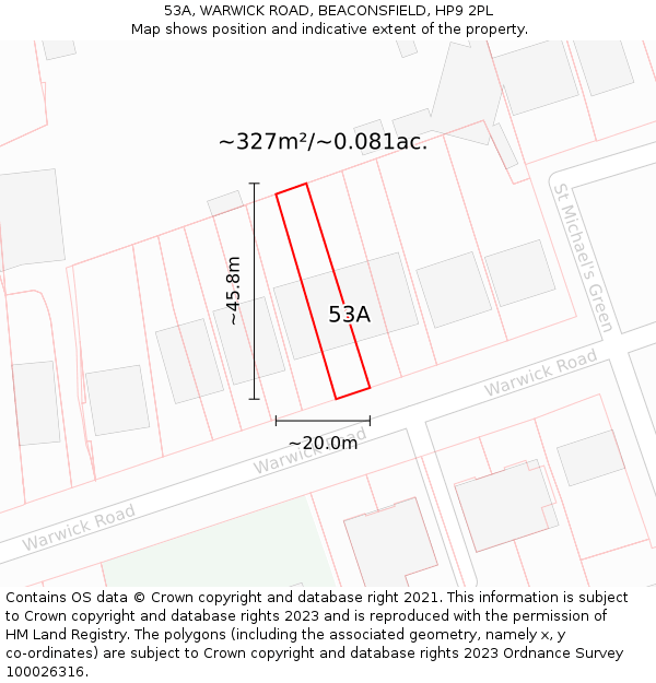 53A, WARWICK ROAD, BEACONSFIELD, HP9 2PL: Plot and title map