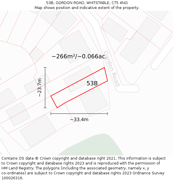 53B, GORDON ROAD, WHITSTABLE, CT5 4NG: Plot and title map