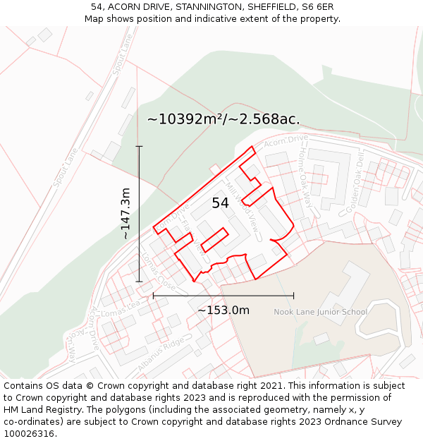 54, ACORN DRIVE, STANNINGTON, SHEFFIELD, S6 6ER: Plot and title map