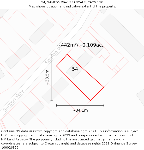 54, SANTON WAY, SEASCALE, CA20 1NG: Plot and title map