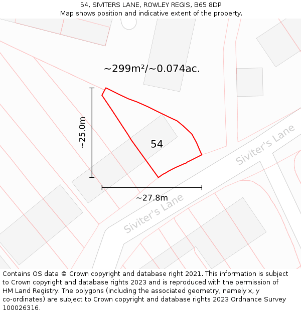 54, SIVITERS LANE, ROWLEY REGIS, B65 8DP: Plot and title map